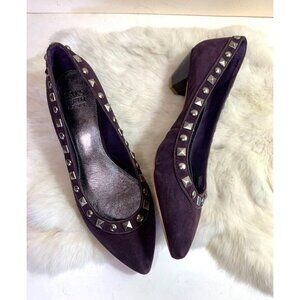 Saks Fifth Avenue NEW Rockstud Suede Heel Shoe Purple 7.5